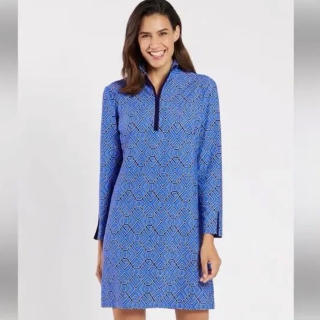 Jude Connally Anna Dress Garden Lattice French Blue Xs Nwt